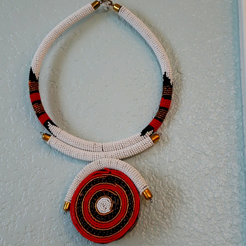 Handmade glass bead necklace from Kenya